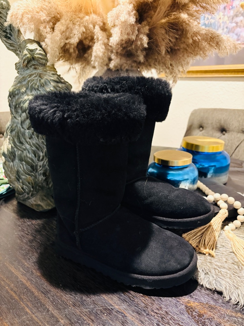 UGG Black Plush Shearling Boot
